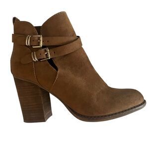 ALDO Suede Leather Buckle Ankle Booties 8
